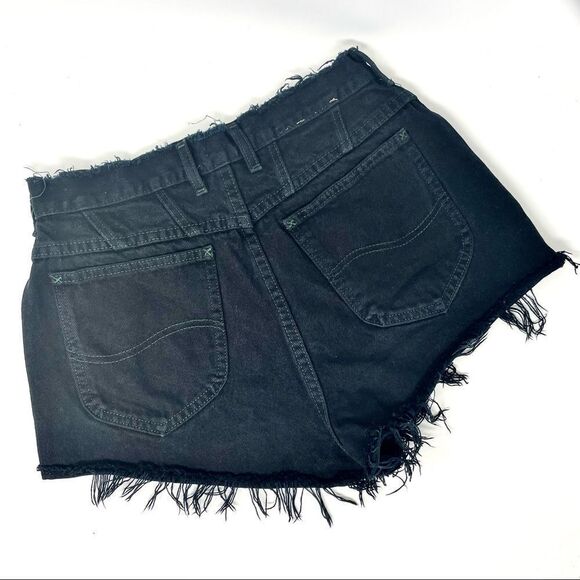 VINTAGE Lee Black High Waist Jean Cutoffs Size 27” - Picture 3 of 5